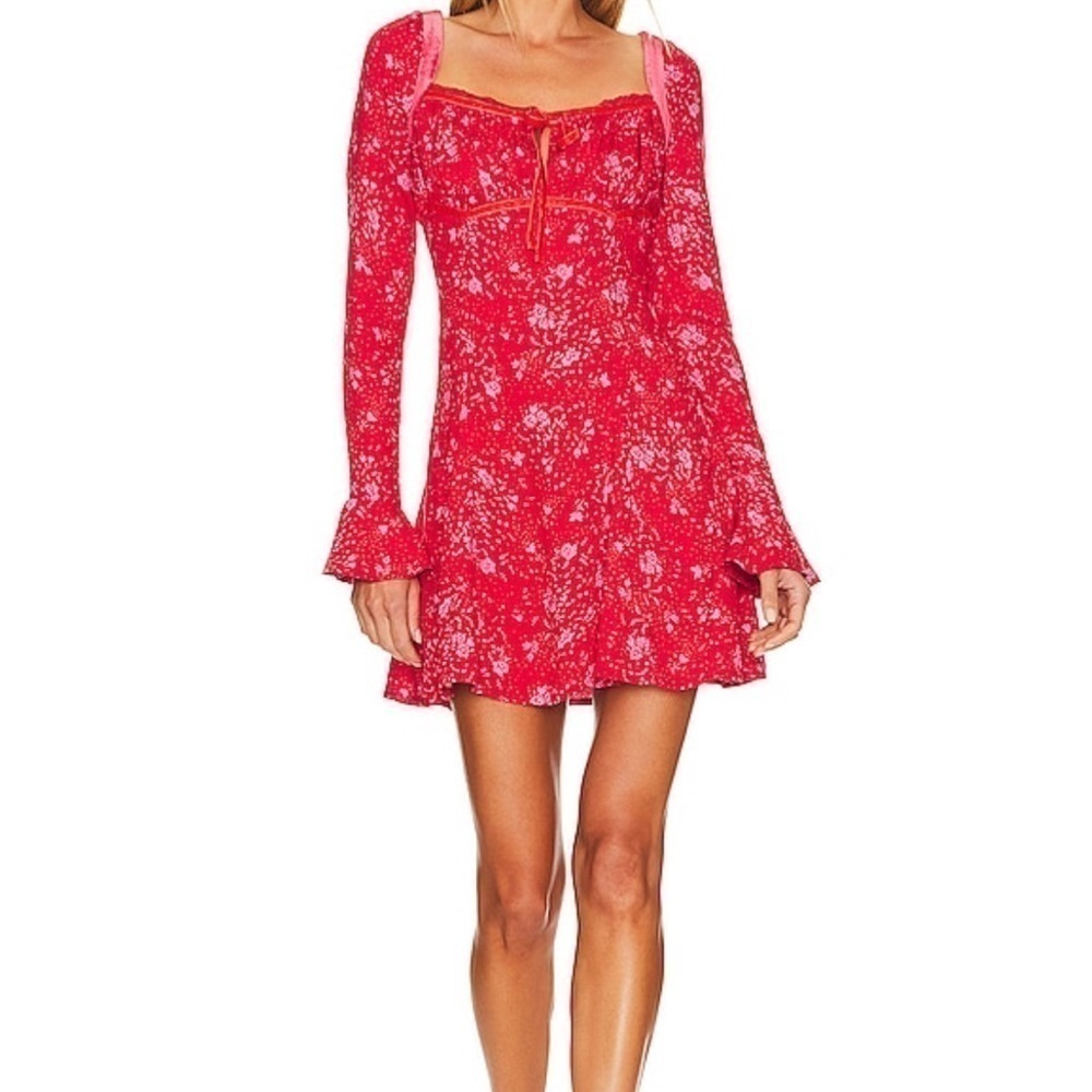 Free People Tess Dress Red and Pink women’s size XS - Picture 3 of 12